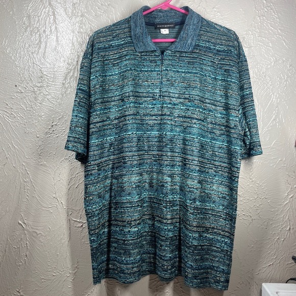 Jhane Barnes Other - Jhane Barnes Mens Polo Shirt Green Short Sleeve 1/4 Zip Knit Colorful Size XL